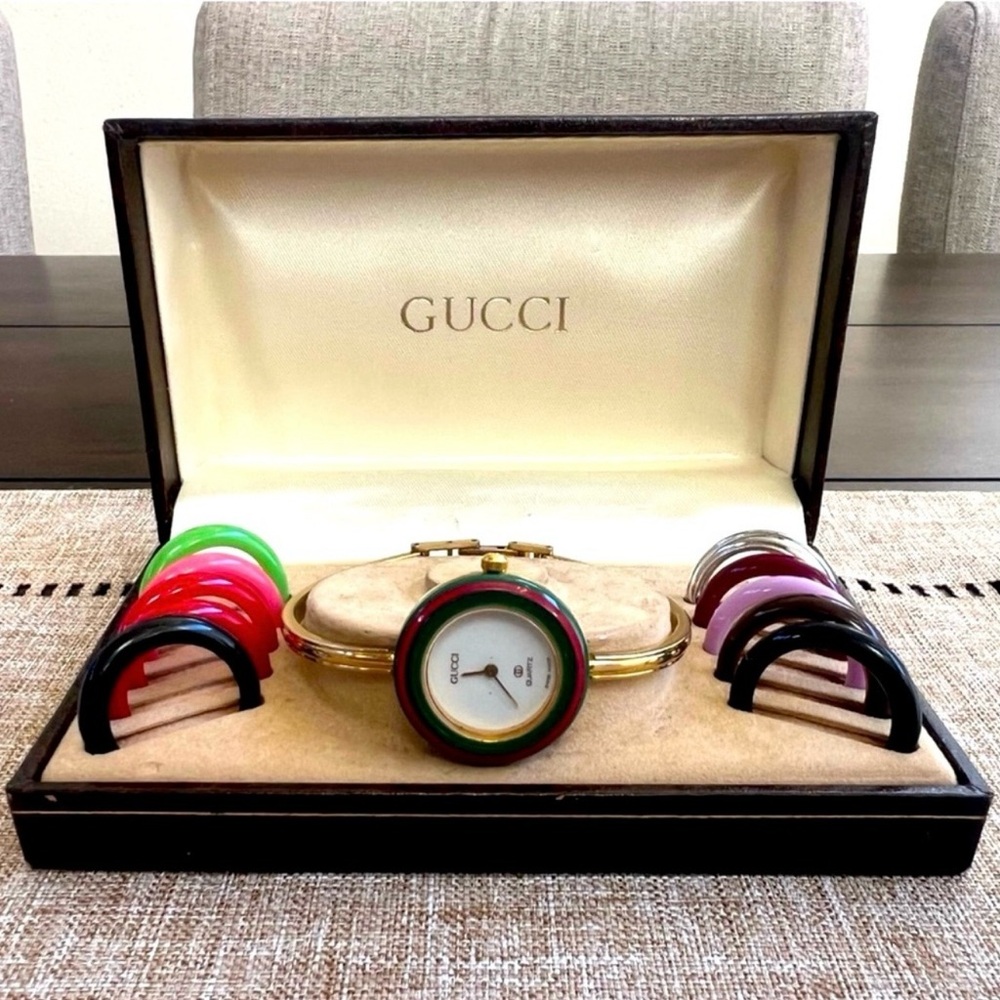 Gucci Women's Gold Watch with Colorful Bezels